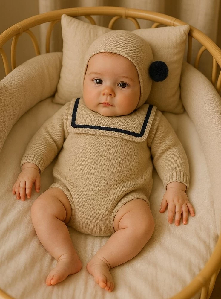 Unisex romper and hat set in two colors