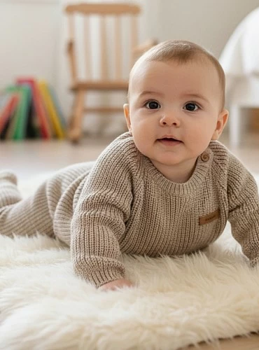 Unisex set in sand color. Made of Italian merino wool.