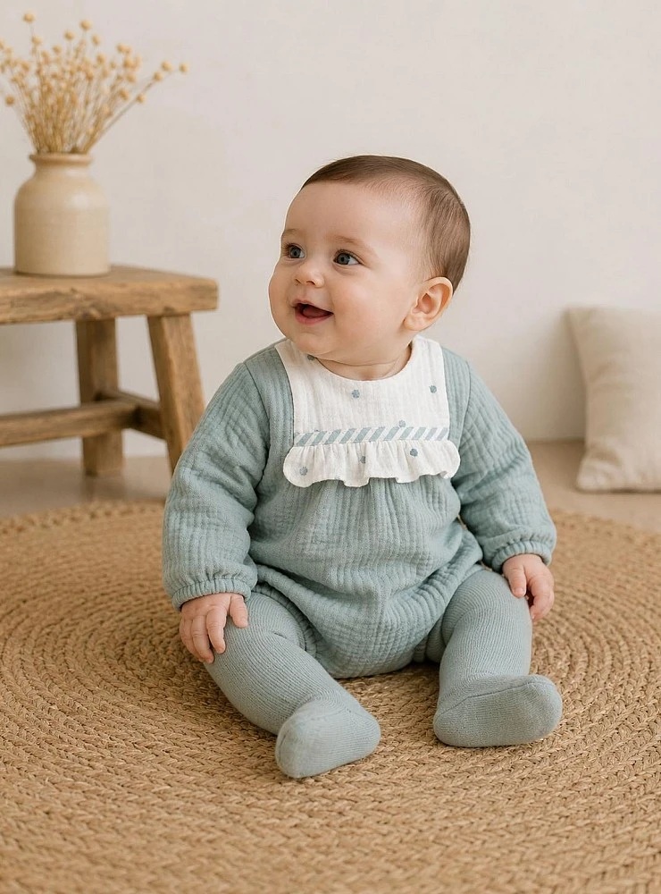 Unisex Teal Rainbow Baby Romper