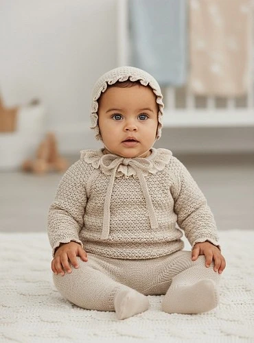 Unisex three-piece set in sand color