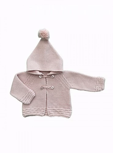 Unisex trenka in powder pink or navy. Chubby knit with pompom