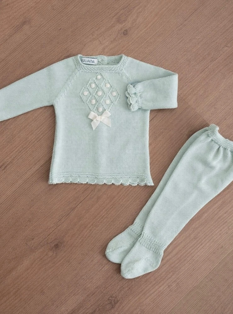 Unisex two-piece summer knit set. Green