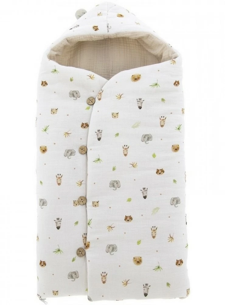 Universal muslin baby bag or carrycot cover. Giraffe Print