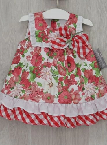 Vestido combinando flores y cuadros. Colección P-V