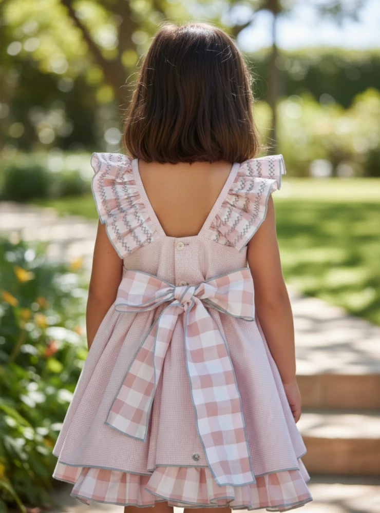 Vestido con cuadrito vichy colección Fresa y nata