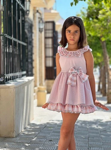 Vestido con cuadrito vichy colección Fresa y nata