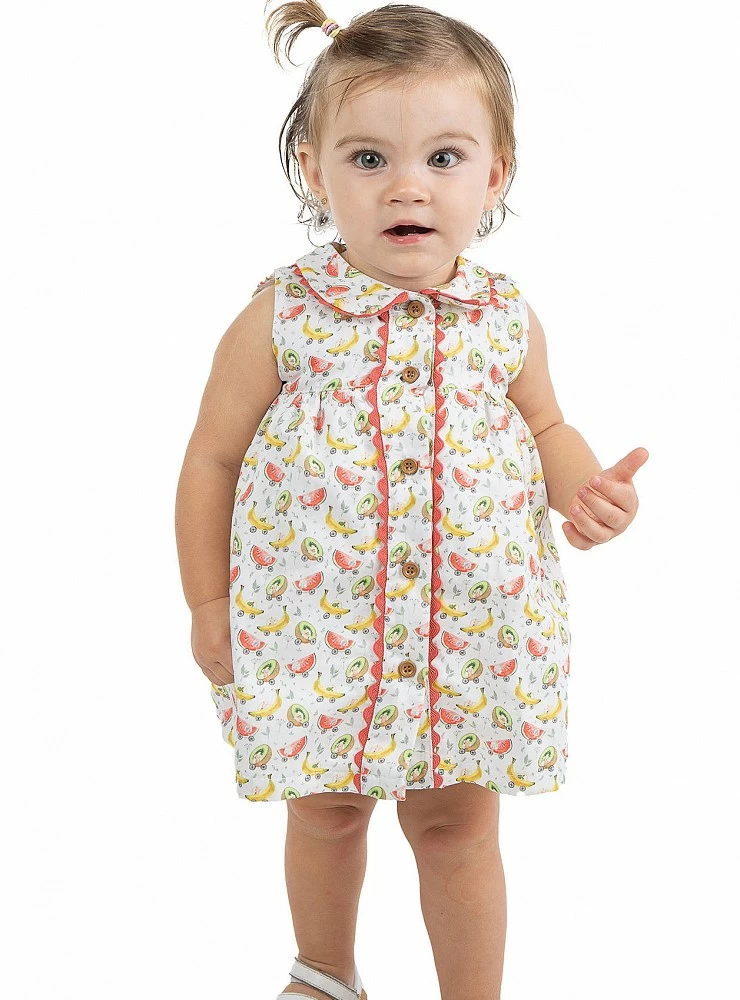 Vestido con cuello bebé colección frutas tropicales