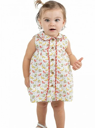 Vestido con cuello bebé colección frutas tropicales