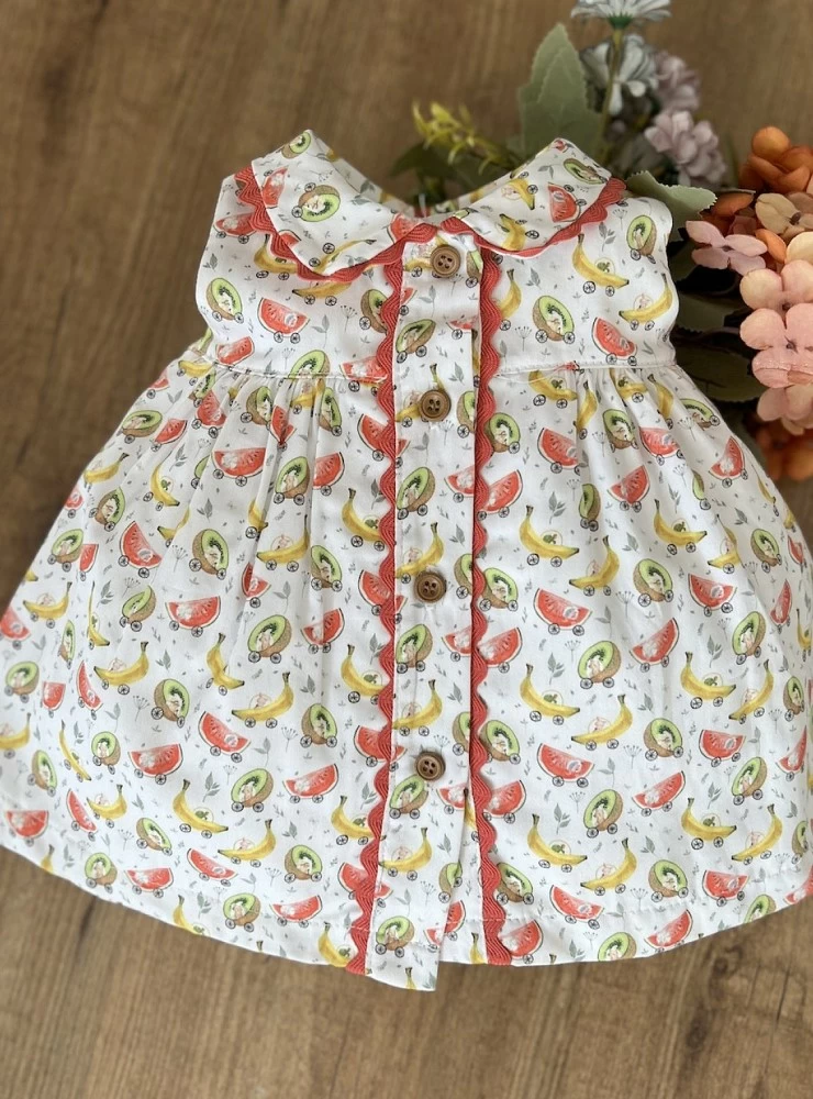 Vestido con cuello bebé colección frutas tropicales