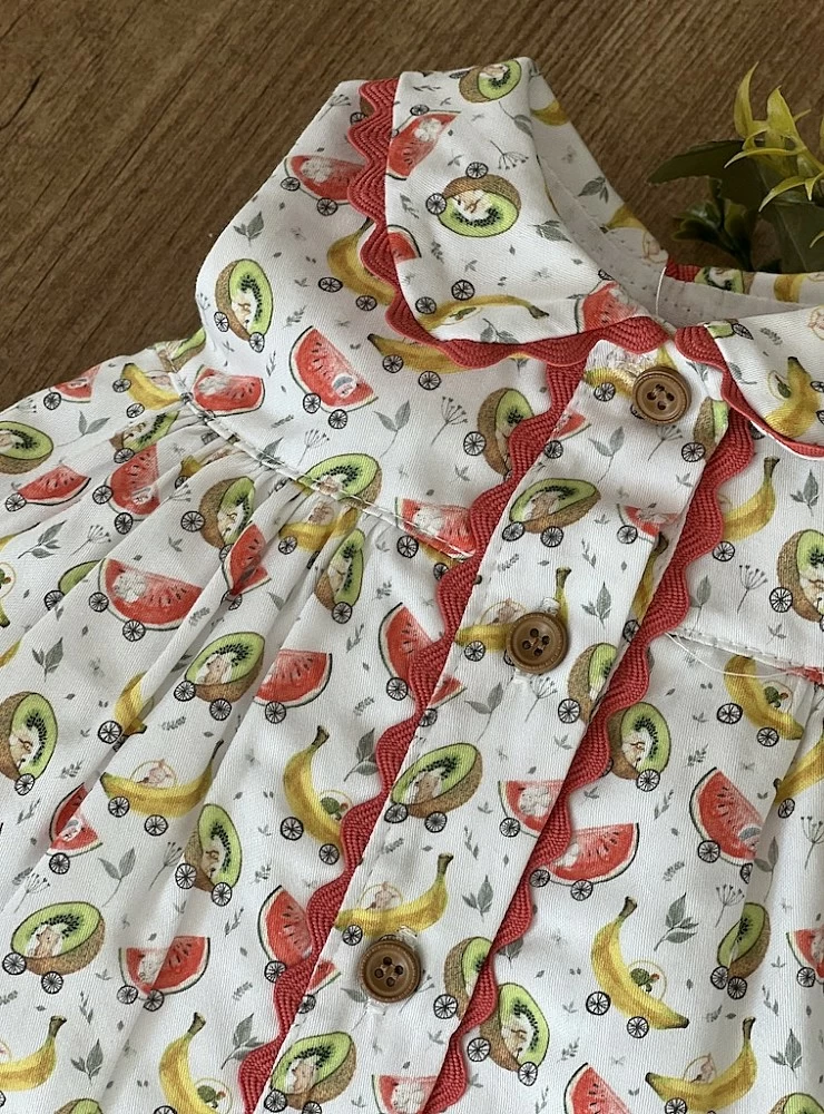 Vestido con cuello bebé colección frutas tropicales