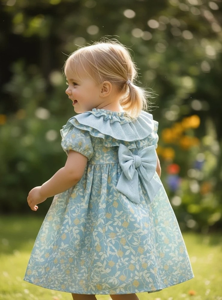 Vestido con flores y cuadros Colección Alfarería