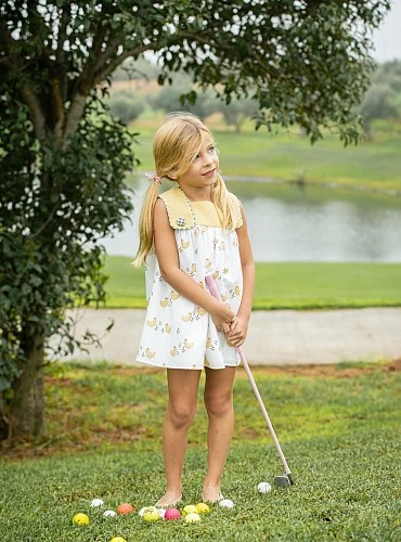 Vestido con gallinitas colección Anfora