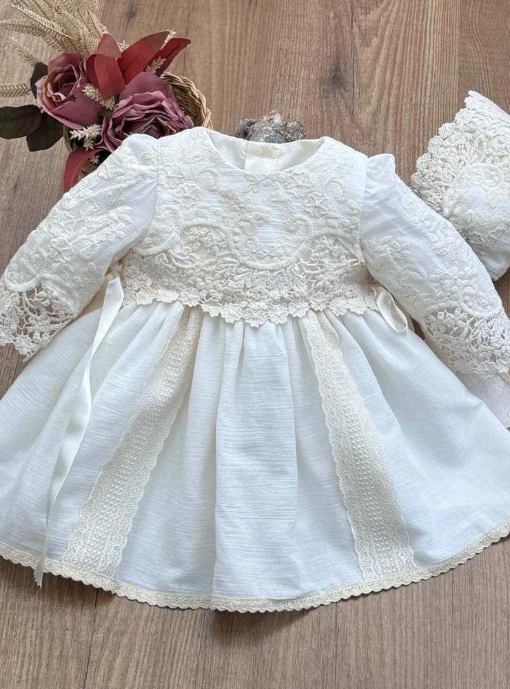 Vestido de Bautizo con Capota para Bebé Niña Colección Sueños