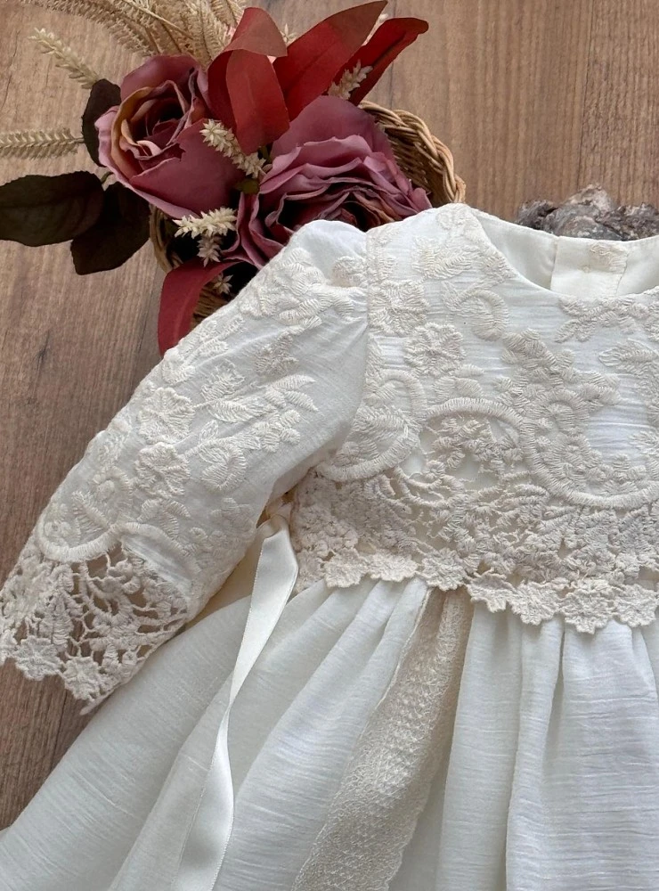 Vestido de Bautizo con Capota para Bebé Niña Colección Sueños