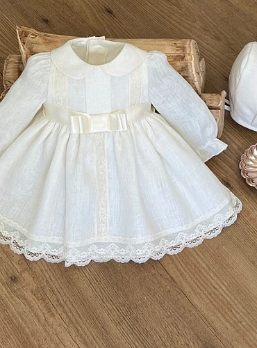 Vestido de ceremonia para bebé con capota colección Dulce manga larga