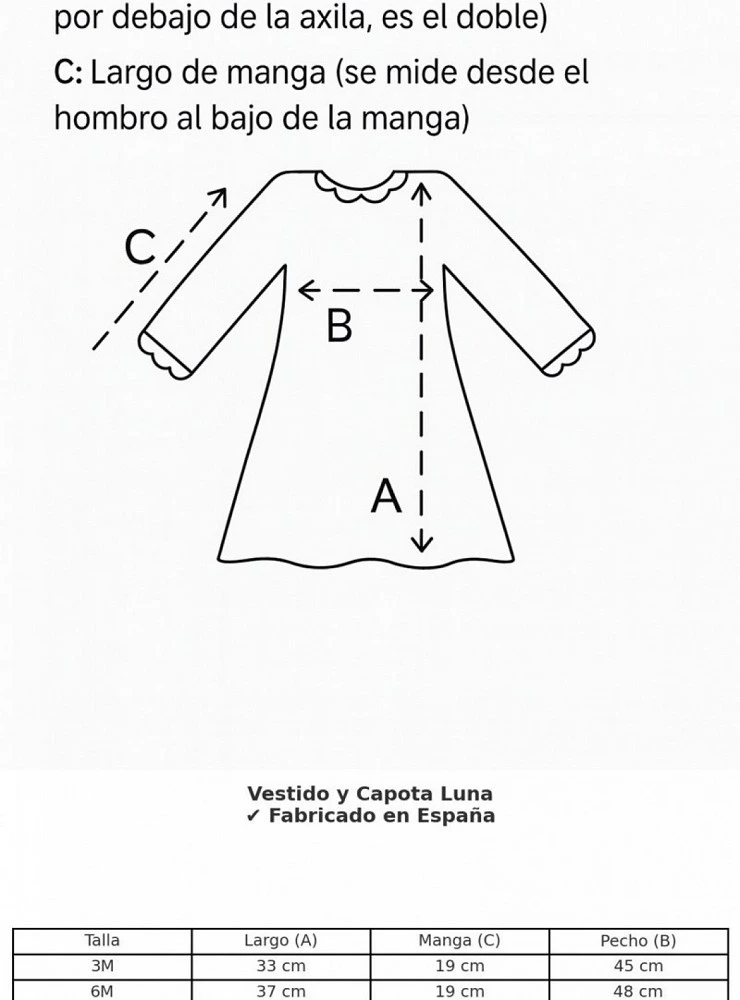 Vestido de ceremonia para bebé con capota colección Luna
