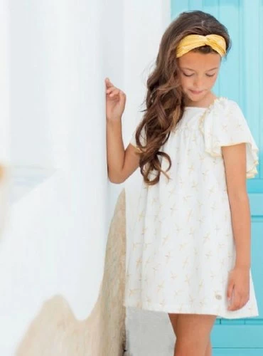 Vestido de Eve Children Blanco roto con pajaritos. P-V