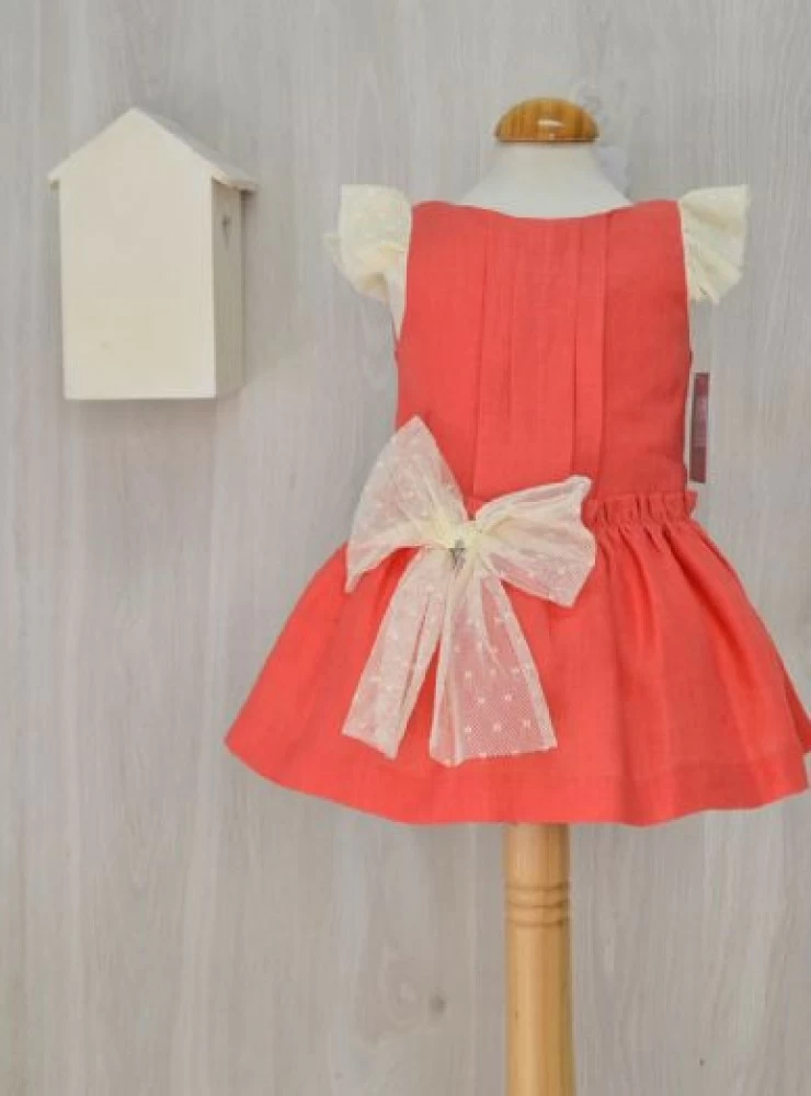 Vestido de lino color coral. Colección P-V