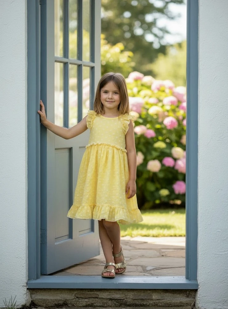 Vestido de plumeti amarillo colección Pretty