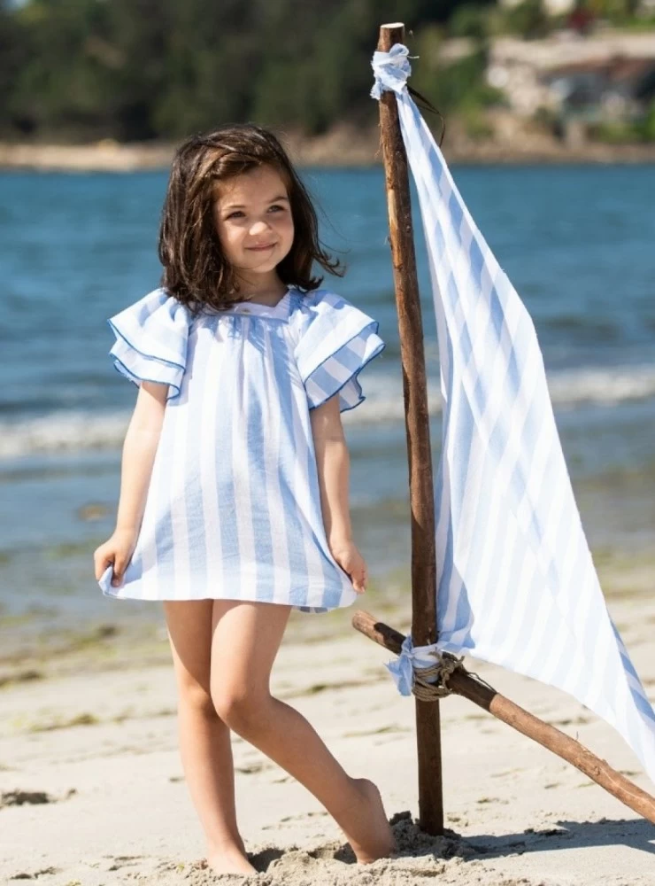 Vestido de rayas blanco y marino colección Puerto de Foque