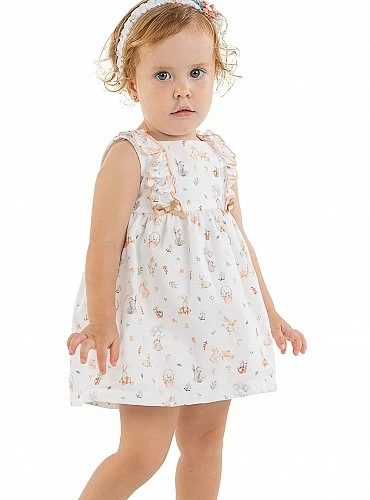 Vestido de viella con fondo blanco con conejitos