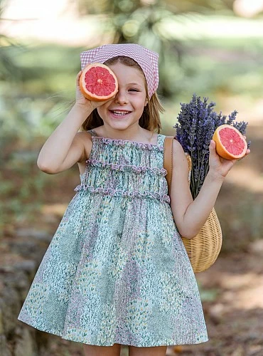 Vestido estampado rosa y verde Colección Laguna