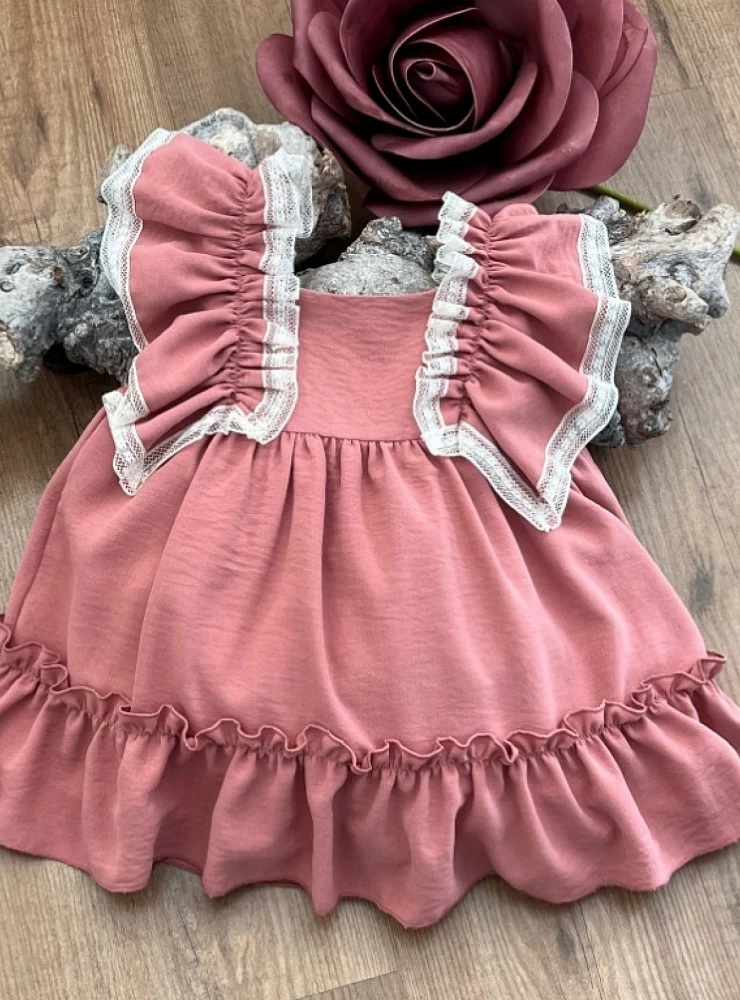 Vestido gasa rosa empolvado. Arras o vestir de Eve Children