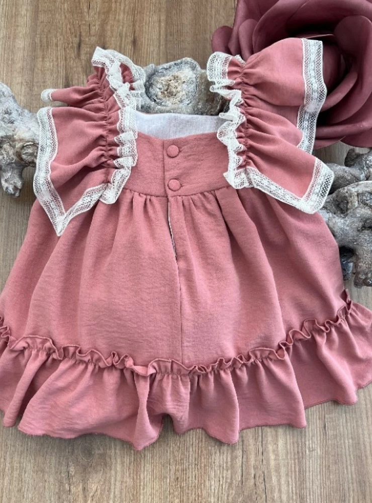 Vestido gasa rosa empolvado. Arras o vestir de Eve Children