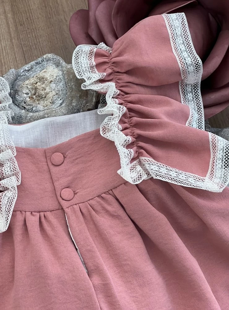 Vestido gasa rosa empolvado. Arras o vestir de Eve Children