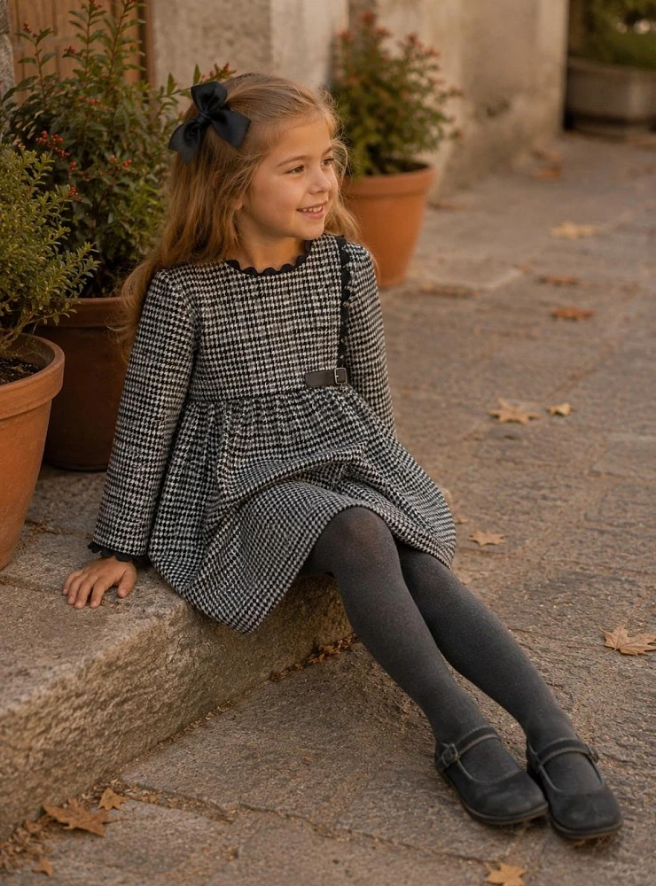 Vestido niña espiga negra – Mon Petit