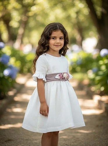 Vestido para arras o ceremonia de lino. Colección Aura