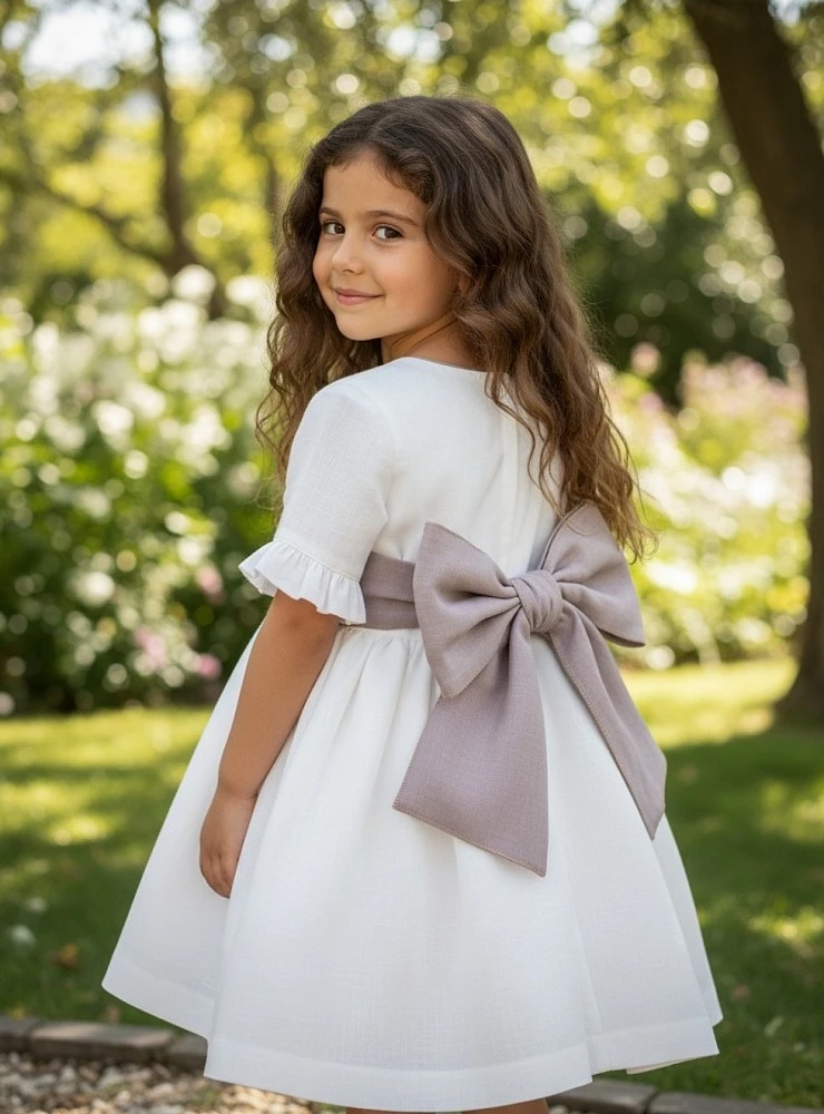 Vestido para arras o ceremonia de lino. Colección Aura