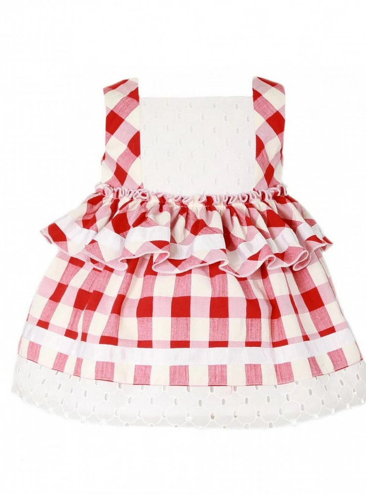 Vestido para bebé niña con cuadrito vichy rojo