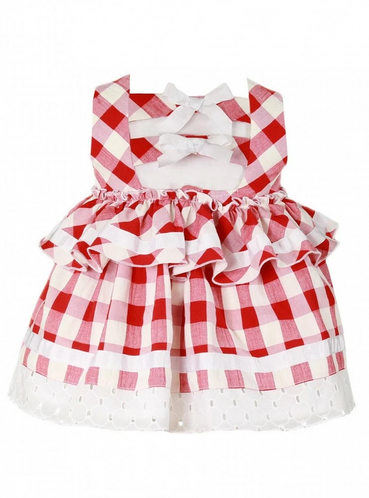 Vestido para bebé niña con cuadrito vichy rojo