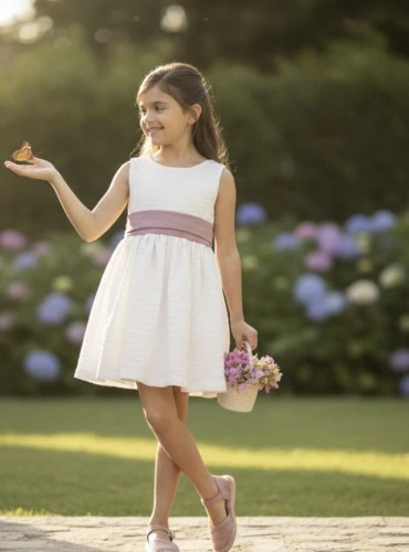 Vestido para ceremonia. Lazo de lino en dos colores