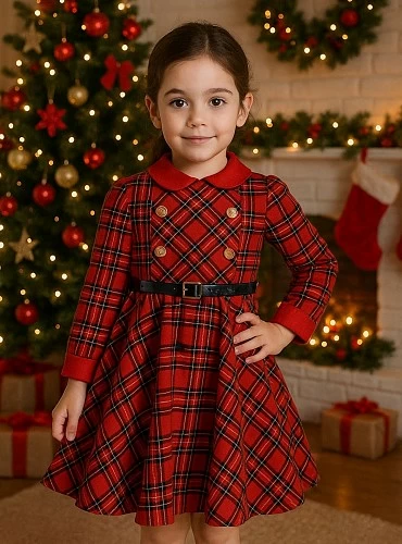 Vestido para niña evasé colección Christmas Dreams