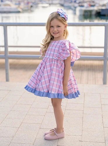 Vestido rosa y azul. Colección Brisa Azul