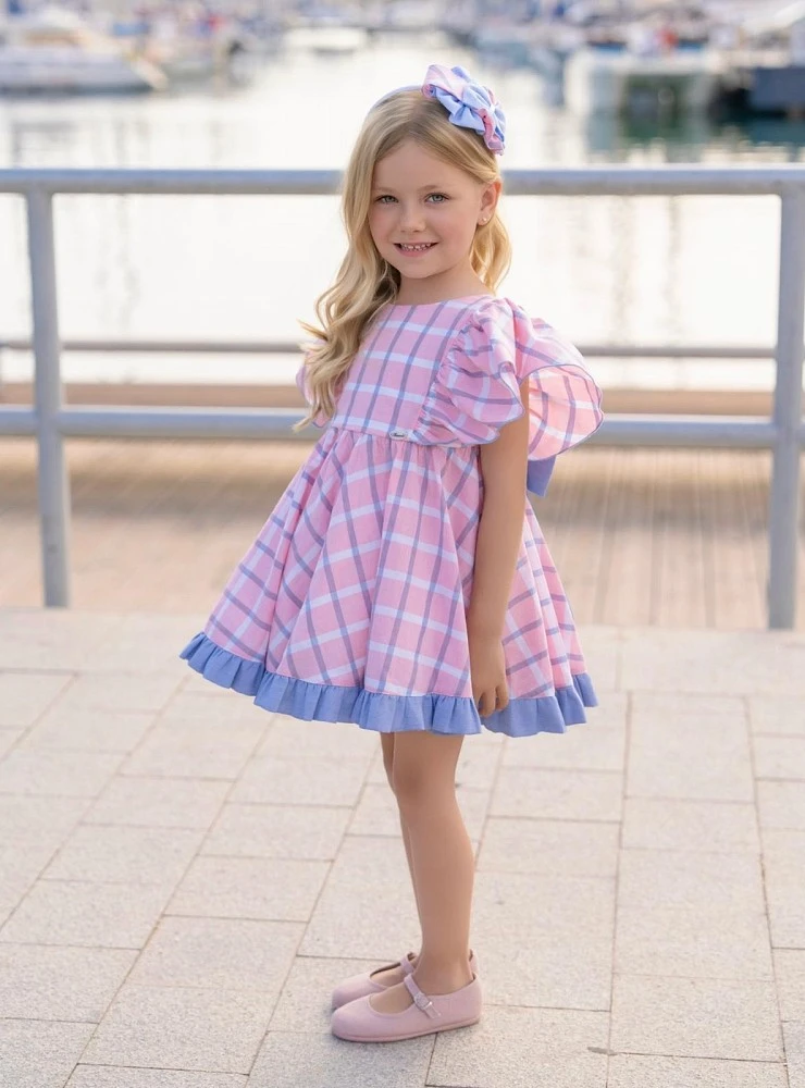 Vestido rosa y azul. Colección Brisa Azul