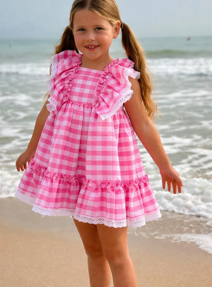 Vestido vichy rosa colección Marea