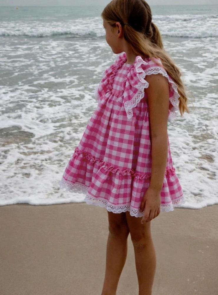 Vestido vichy rosa colección Marea