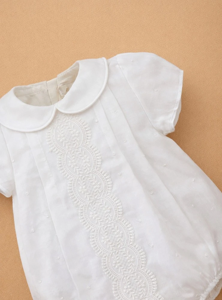 Victoria Collection baby romper and bonnet set. Limited Edition