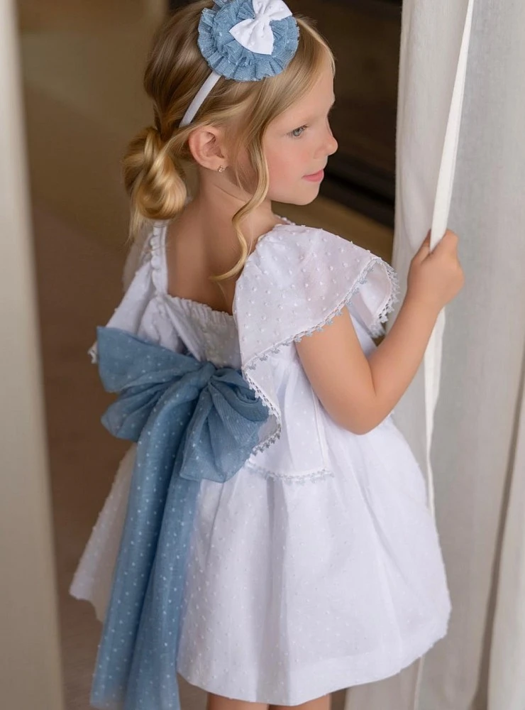 White and blue plumeti dress Bahia Collection