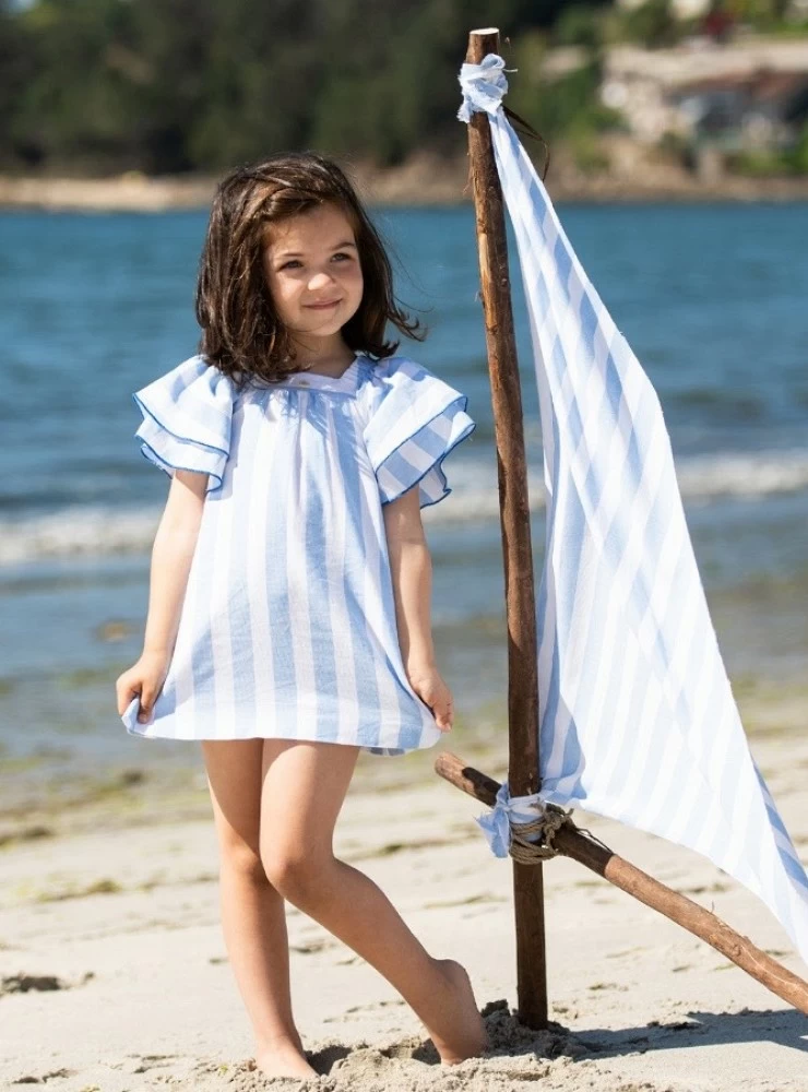 White and navy striped dress Puerto de Foque collection