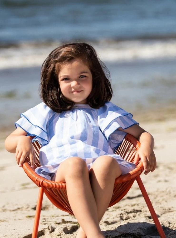 White and navy striped dress Puerto de Foque collection