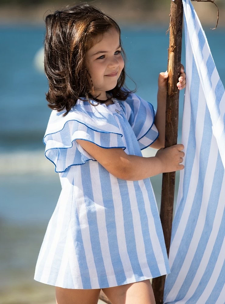 White and navy striped dress Puerto de Foque collection