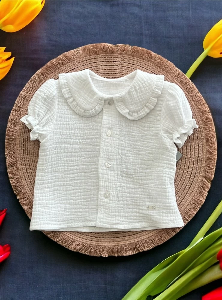 White bamboo blouse for girl