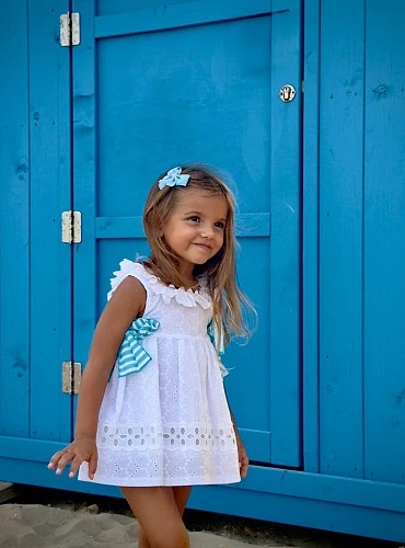 White dress from the turquoise gingham collection