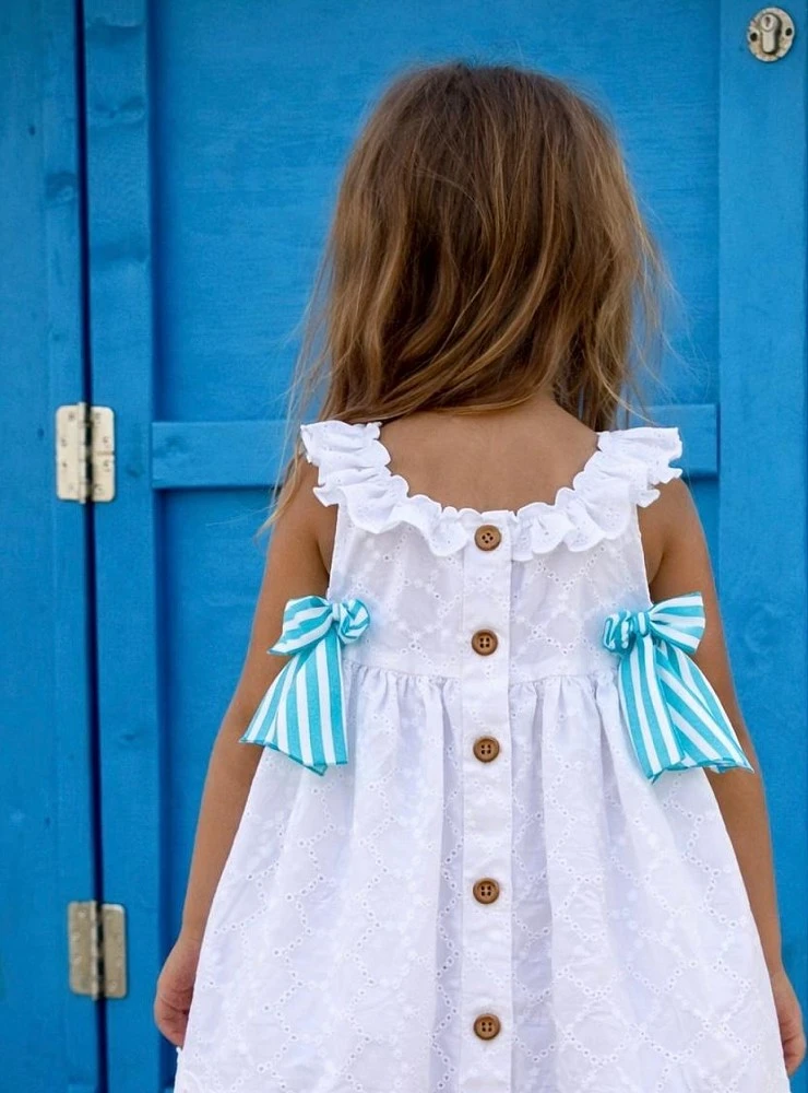 White dress from the turquoise gingham collection