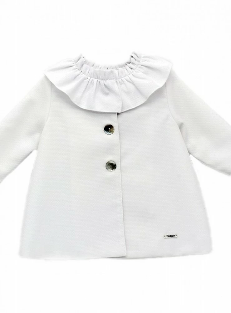 White of red unisex pique coat. Foque brand