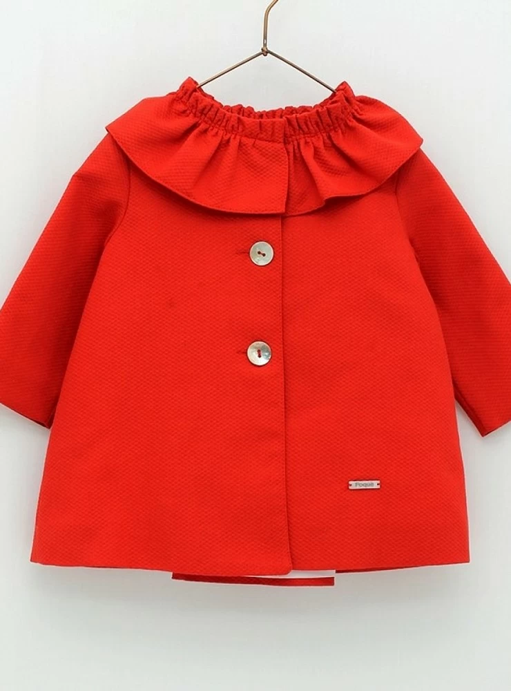 White of red unisex pique coat. Foque brand